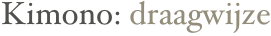 Kimono: draagwijze